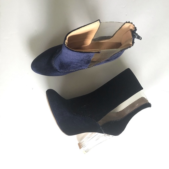 Clear block heel velvet booties size 8 1/2 - Picture 3 of 9
